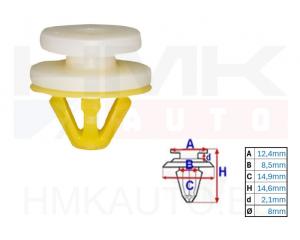 Ukseliistu/uksepolstri tüübel Renault 8mm (1tk.)