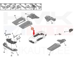 Underfloor deflector, front right OEM Citroen C5 / Peugeot 407,508 2010-