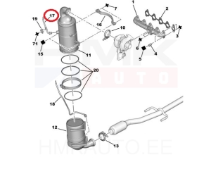 Exhaust gas pressure sensor pipe OEM Citroen/Peugeot