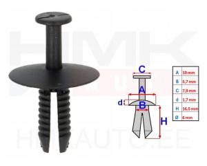 Liistu/polstri tüübel 6mm BMW (1tk.)