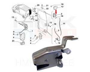 Serrure de porte arrière supérieur droite Nemo/Bipper/Fiorino 2007-