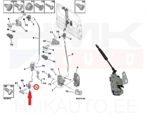 Замок задней двери нижний правый OEM Nemo/Bipper/Fiorino