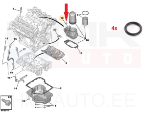 Moottoriöljyn jäähdyttimen tiiviste OEM Citroen/Peugeot 2,7HDi