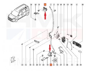 Замок задней двери, правый верхний/нижний OEM Dacia Dokker