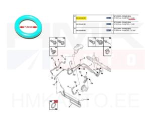 Уплотнительное кольцо трубы ГУР OEM Citroen/Peugeot 7,5мм