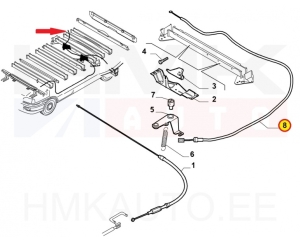 Parking brake cable rear OEM Fiat Ducato 3,0CNG 09-  MWB (for right wheel)