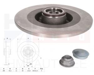 Disque de frein avec roulement, arrière Renault Espace V  290/11