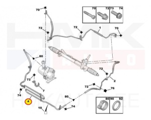 Power steering tube (radiator) OEM Peugeot 407