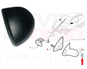 Rear view mirror casing plug right OEM Fiat Ceicento
