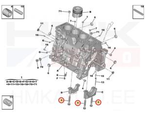 Cranckshaft main bearing cap screw OEM Citroen/Peugeot M12x1,50-L81