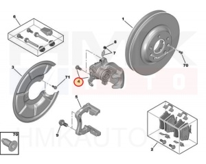 Brake caliper rear left OEM Peugeot 607