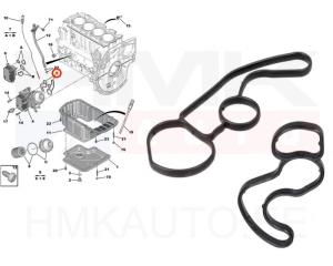 Комплект прокладок корпуса масяного фильтра OEM Citroen/Peugeot/Fiat 1,5BlueHDI DV5R