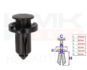 Sisälokasuojan kiinnike 9,5mm (1kpl.)