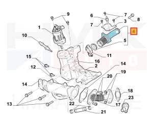 Tuyauterie, vanne EGR OEM Fiat Ducato 2,3JTD 2018- Euro6