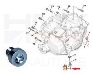 Пробка масляная, нижняя АКПП OEM Citroen/Peugeot AM6 коробка