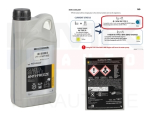 Liquide de refroidissement OEM Renault Glaceol RX Type E  Bleu -21°C  1L