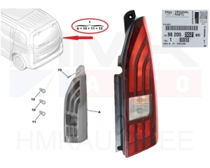 Taillight right OEM Peugeot Partner/Rifter 2019-  (with tailgate)