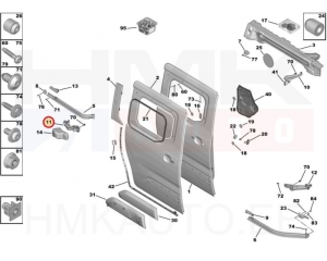 Sliding door roller guide middle right OEM Berlingo/Partner 2018-