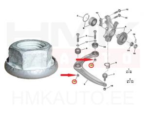 Esisilla õõtshoova kinnituspoldi mutter M14x1,50 OEM Citroen/Peugeot