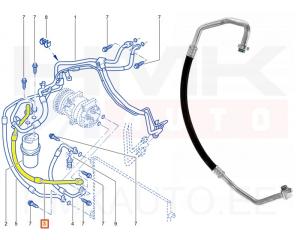 Air conditioning hose, low pressure OEM Trafic II, Vivaro I, Primastar 1,9dCi 01-