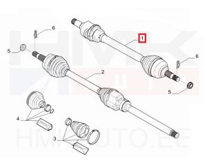 Driveshaft complete left Citroen Jumpy/Peugeot Expert 2016- (AM6/AMN8)