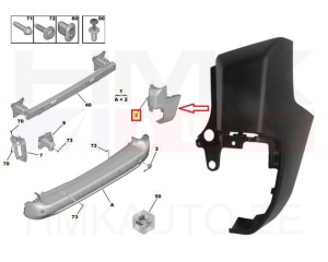 Tagastange nurk parem OEM Citroen Berlingo/Peugeot Partner 2018-  (lühike , tagaluuk)