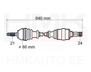 Driveshaft complete left Citroen C3, C4 Cactus, DS3/Peugeot 208   BE4R-gearbox
