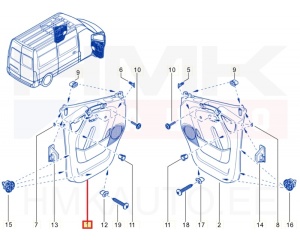Uksepolster vasakule esiuksele OEM Renault Master III 2019- (must)