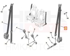 Turvavöö eesmine vasak OEM Citroen Berlingo/Peugeot Rifter 2018- 