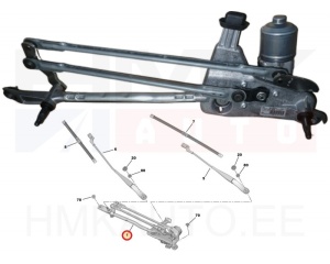 Windscreen wiper mechanism with motor OEM Peugeot 308 2015-