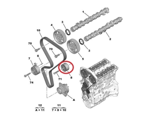 Timing belt guide pulley Peugeot/Citroen 1.6 TU5JP4 00-