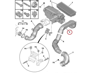 Intake air pipe OEM Citroen/Peugeot 1,6HDI